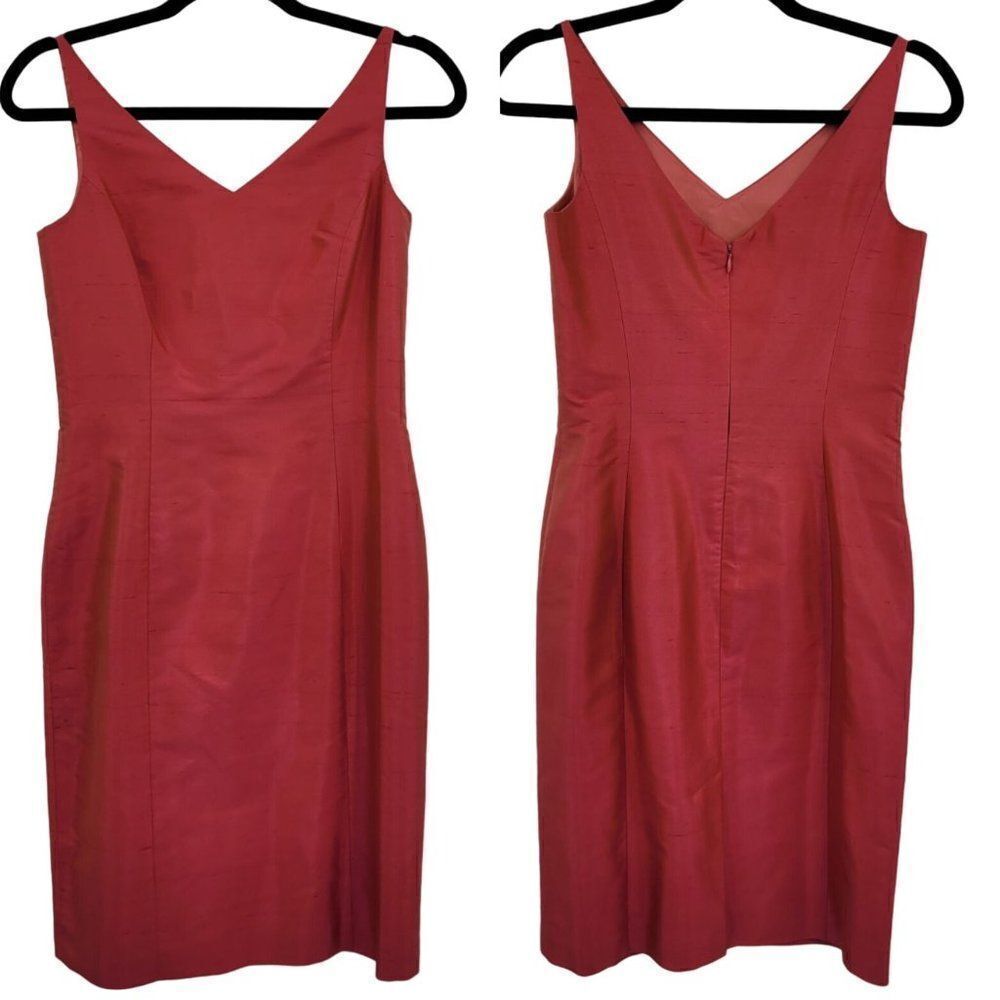 Ann Taylor Petites Iridescent Pink Silk Cocktail Dress 2P Sleeveless Tea Sheath